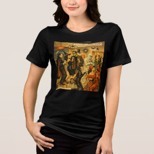 Mid Century Retro 50s Halloween Martini Party Tri-Blend Shirt