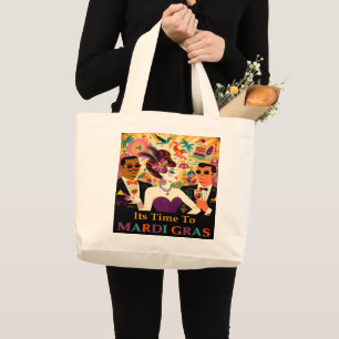 Mid Century Retro 60s Mardi Gras Cocktail Party Large Tote Bag