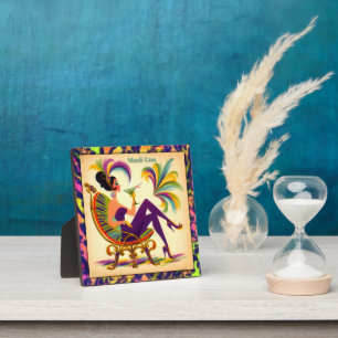 Mid Century Retro 60s Mardi Gras Martini Woman Plaque