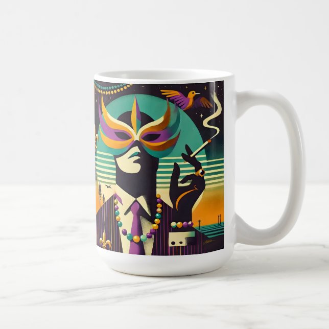 Mid Century Retro 60s Mardi Gras The Smoking Man Coffee Mug (Right)