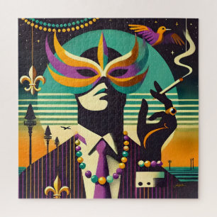 Mid Century Retro 60s Mardi Gras The Smoking Man Jigsaw Puzzle