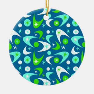 Mid Century Retro Boomerangs Ceramic Tree Decoration