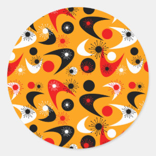 Mid Century Retro Boomerangs Classic Round Sticker