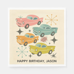 Mid-Century Retro Cars Atomic Starburst Napkin