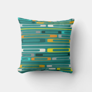 Mid Century Retro Flat Rocks Turquoise Cushion