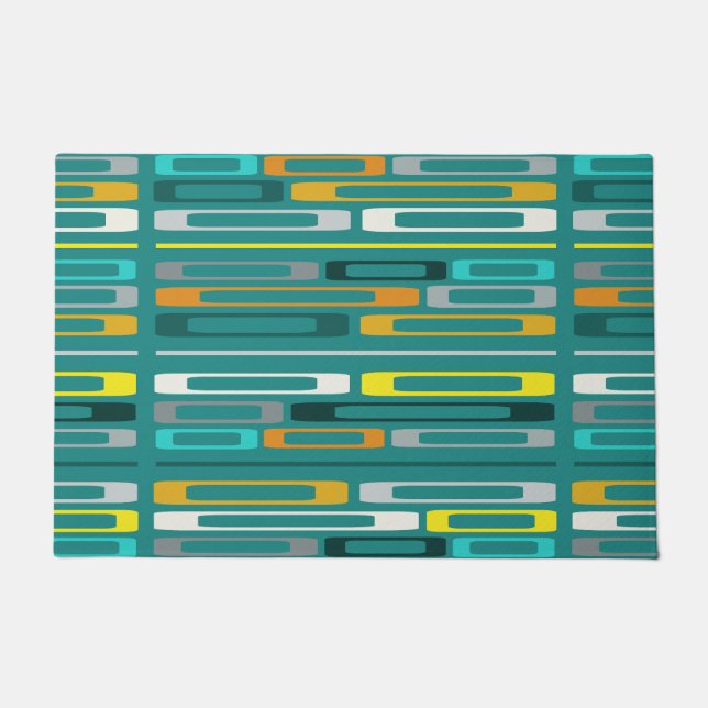 Mid Century Retro Flat Rocks Turquoise Doormat (Front)