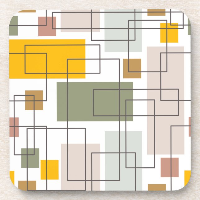Mid-Century Retro Geometric Abstract Coaster (Front)