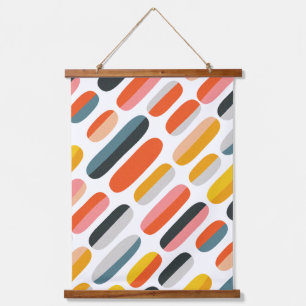 Mid Century Retro Geometric Abstract Pattern Hanging Tapestry
