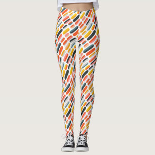 Mid Century Retro Geometric Abstract Pattern Leggings