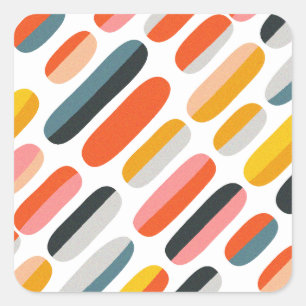 Mid Century Retro Geometric Abstract Pattern Square Sticker