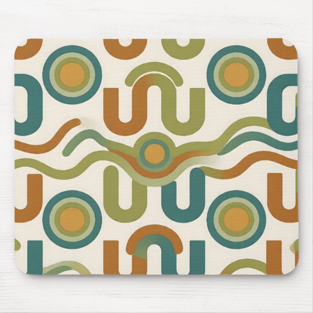 Mid-Century Retro Geometric Atomic Pattern Mouse Pad (Front)