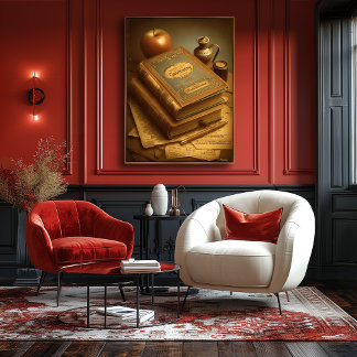 Mid-Century Retro Geometry Book – Timeless Knowled Poster