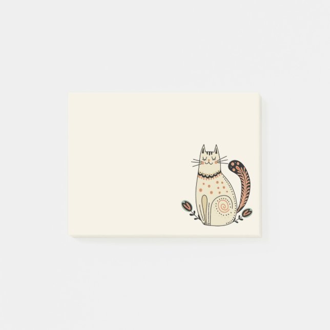 Mid Century Retro Kitty Cat Post-it Notes (Front)