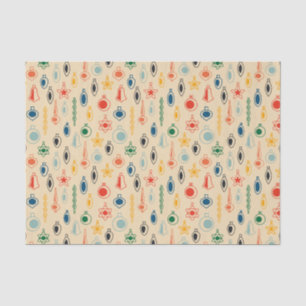 Mid Century Retro Pattern with Christmas Tree Toys Tissue Paper