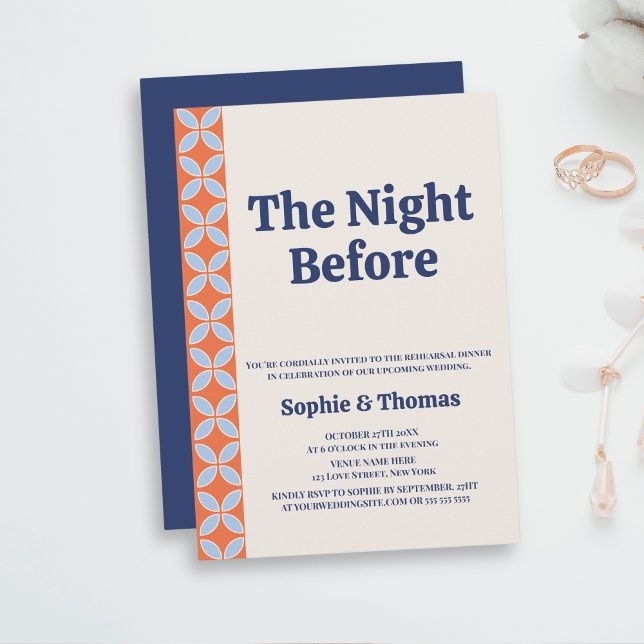 Mid Century Retro Rehearsal Dinner Invitation (The Night Before Bold Rehearsal Dinner Invitation)