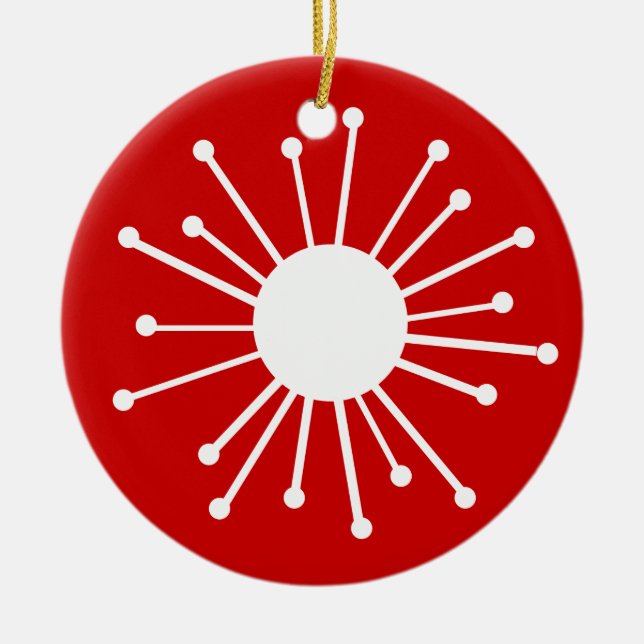Mid Century Retro Starburst Ceramic Ornament (Front)