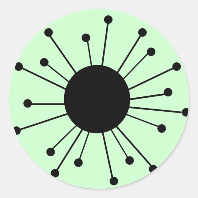 Mid Century Retro Starburst Classic Round Sticker (Front)