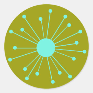 Mid Century Retro Starburst Classic Round Sticker