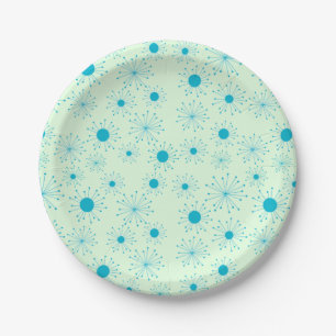 Mid Century Retro Starburst Paper Plate