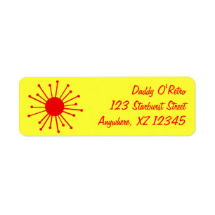 Mid Century Retro Starburst Return Address Label