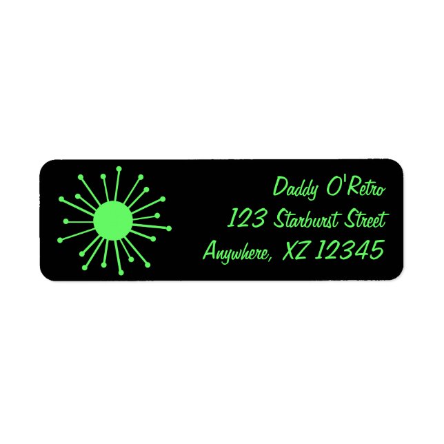 Mid Century Retro Starburst Return Address Label (Front)