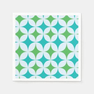Mid Century Retro Starbursts in Green and Teal Napkin