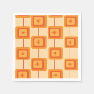 Mid Century Retro Starbursts on Abstract Squares  Napkin