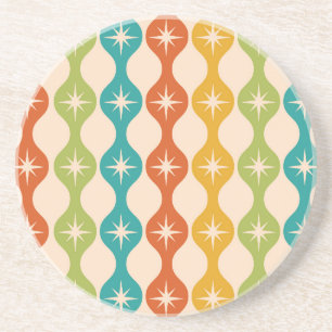 Mid Century Retro Starbursts on ogee pattern   Coaster