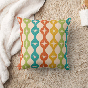 Mid Century Retro Starbursts on ogee pattern  Cushion
