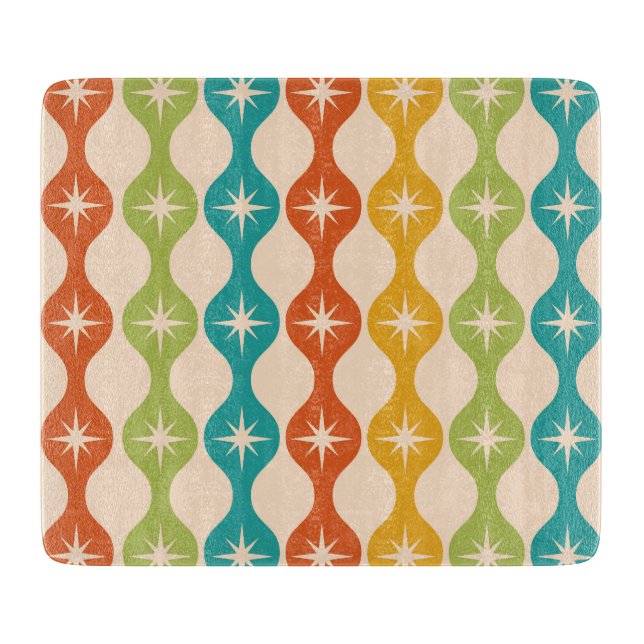Mid Century Retro Starbursts on ogee pattern     Cutting Board (Front)