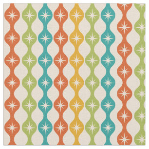 Mid Century Retro Starbursts on ogee pattern Fabric