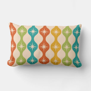 Mid Century Retro Starbursts on ogee pattern  Lumbar Cushion