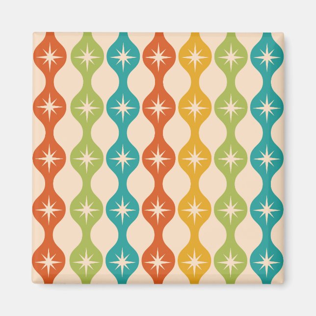 Mid Century Retro Starbursts on ogee pattern    Magnet (Front)