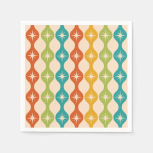 Mid Century Retro Starbursts on ogee pattern    Napkin