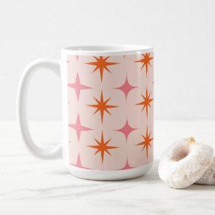 Mid Century Retro Starbursts Pattern Pink Orange  Coffee Mug