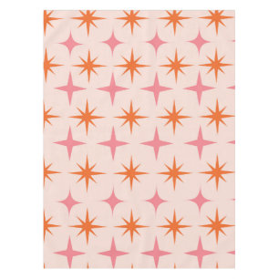 Mid Century Retro Starbursts Pattern Pink Orange Tablecloth