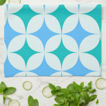 Mid Century Retro Starbursts Pattern Teal Blue