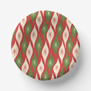 Mid-Century Retro Vintage Christmas Ornaments Paper Plate
