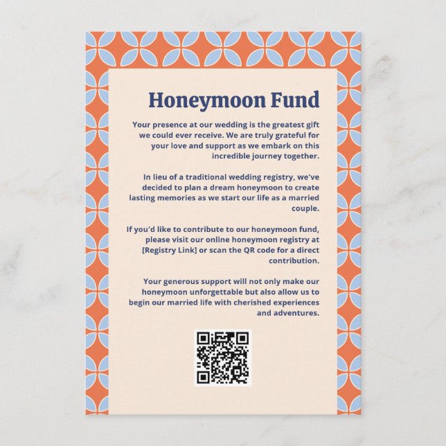 Mid Century Retro Wedding Enclosure Card (Front)