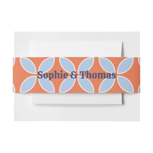 Mid Century Retro Wedding Invitation Belly Band (Front Example)