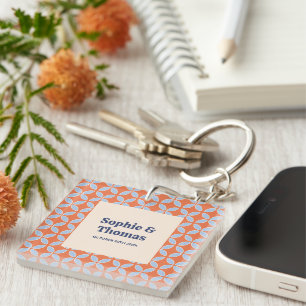 Mid Century Retro Wedding Key Ring