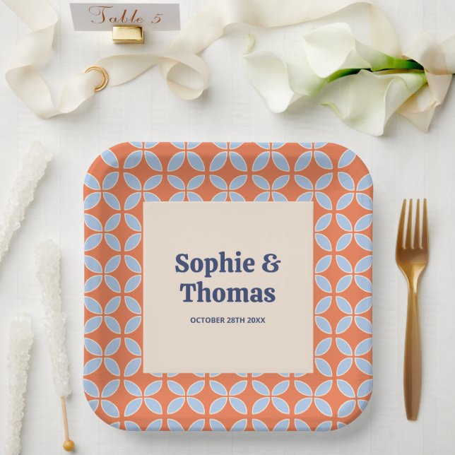 Mid Century Retro Wedding Paper Plate (Wedding)