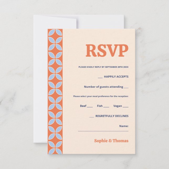 Mid Century Retro Wedding RSVP Card (Front)