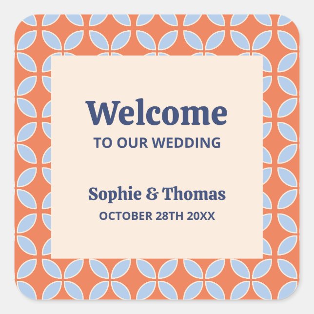 Mid Century Retro Wedding Square Sticker (Front)