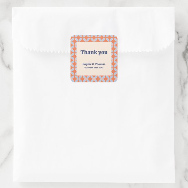 Mid Century Retro Wedding Square Sticker (Bag)