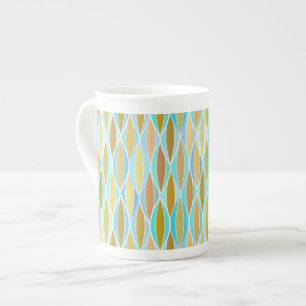 Mid-Century Ribbon Print - blues and neutrals Bone China Mug