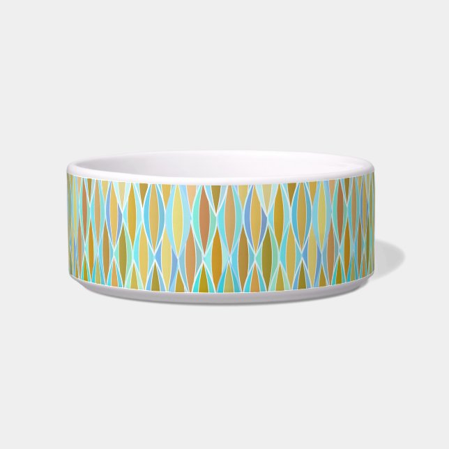 Mid-Century Ribbon Print - blues and neutrals Bowl (Left)