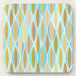 Mid-Century Ribbon Print - blues and neutrals Coaster