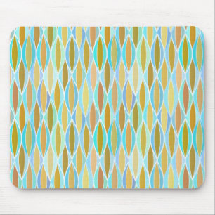 Mid-Century Ribbon Print - blues and neutrals Mouse Pad