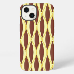 Mid-Century Ribbon Print - brown and gold iPhone 13 Case